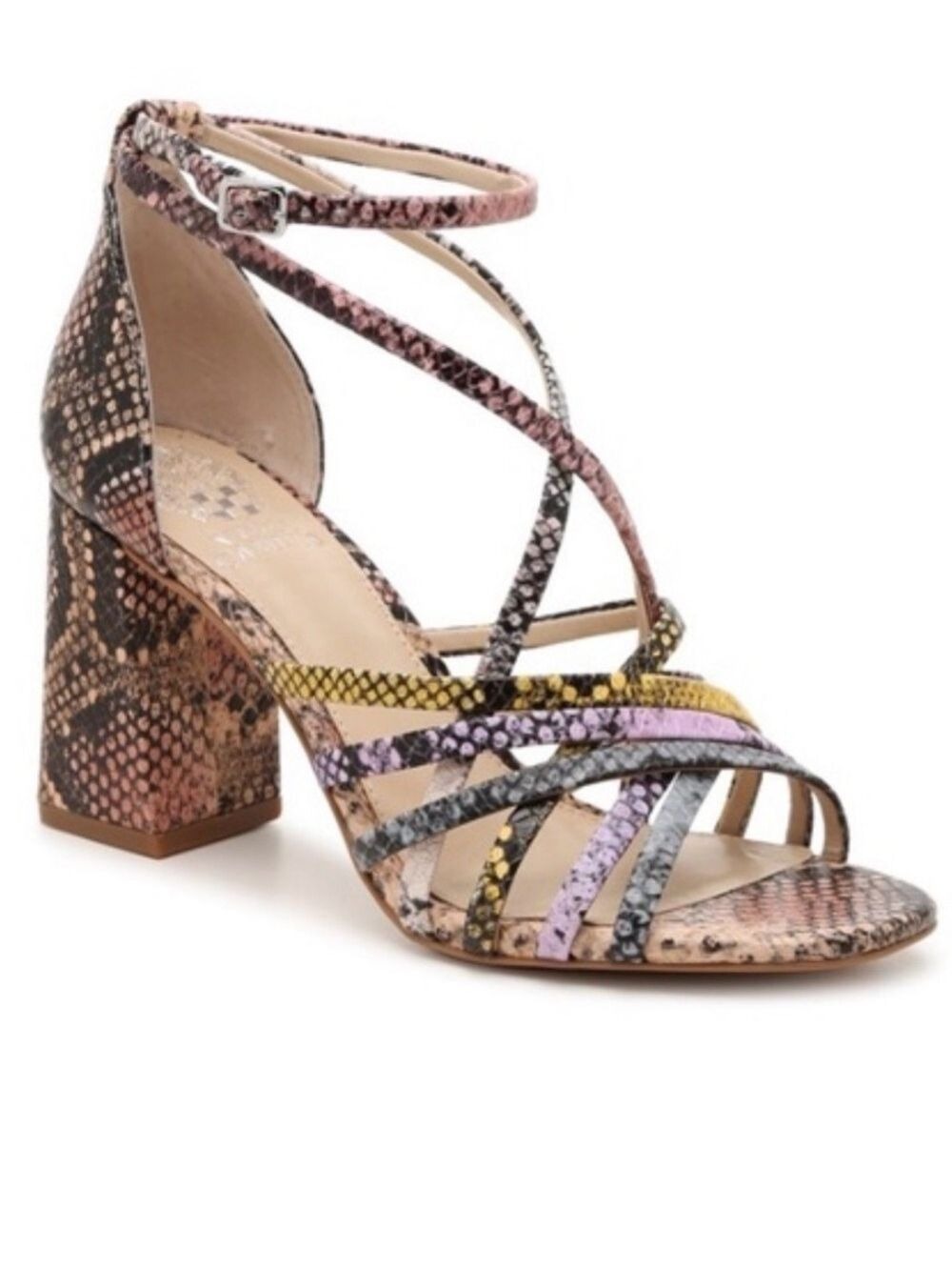 Vince Camuto Multi-Color Snakeskin Strappy Block Heel Sandal - Size 9.5